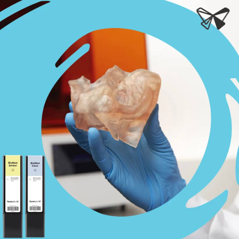 BioMed Clear and BioMed Amber Resins medical resin for 3d printers available at jodlu company jordan